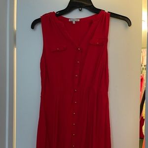 Red button up dress
